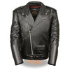Men's HighwayLeather vented motorcycle jacket with side lace details, black leather with zippered front and adjustable side laces.