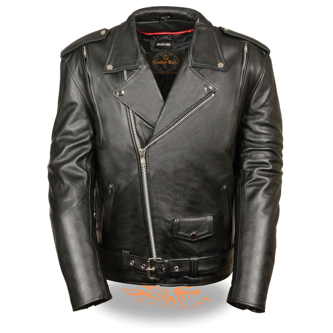 Men's HighwayLeather vented motorcycle jacket with side lace details, black leather with zippered front and adjustable side laces.
