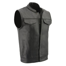 Men's Open Neck Snap/Zip Front Club Style Vest w/ External Gun Pocket - HighwayLeather