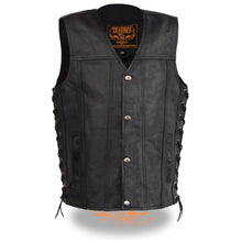 Youth Sized Snap Front Side Lace Leather Vest - HighwayLeather