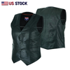 Women’s Soft Black Leather Motorcycle Vest with Utility Pockets | HL14500BLACK