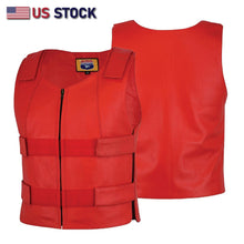 Ladies’ Red Tactical Style Leather Vest – Police Vest Style, Shade #22 | HL14945RED