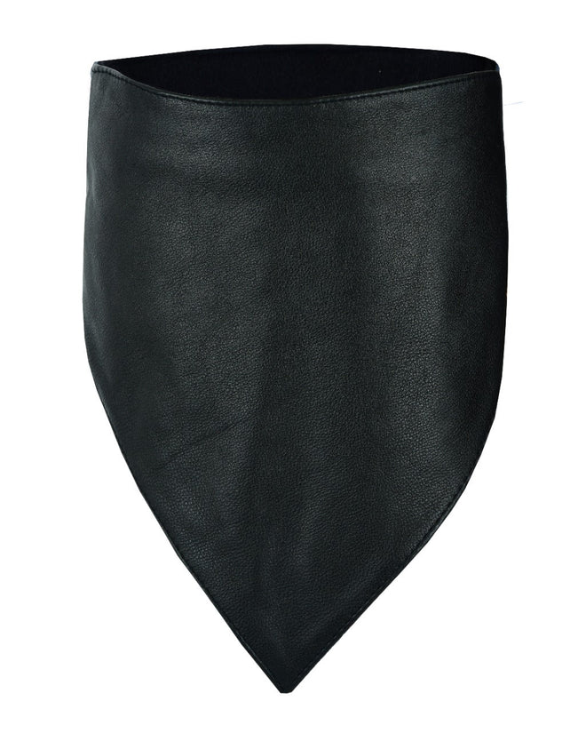 Buffalo Leather Gear black motorcycle half face mask made of natural buffalo leather, designed for face and neck protection from dust and wind.