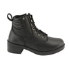 Kids lace-to-toe side zipper entry biker boots by HighwayLeather with black leather finish and sturdy sole.