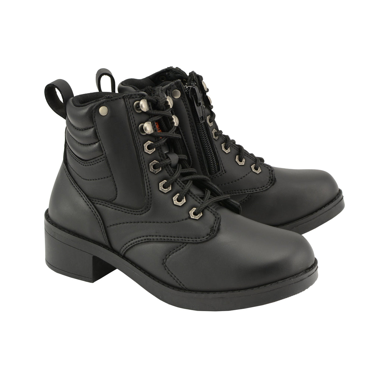 Kids lace-to-toe side zipper biker boots by HighwayLeather, featuring sturdy leather construction and stylish design.