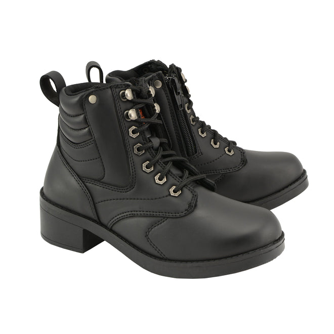 Kids lace-to-toe side zipper biker boots by HighwayLeather, featuring sturdy leather construction and stylish design.