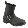 Kids engineer style biker boots by HighwayLeather, 6-inch black boots with rugged design and buckle details.