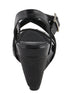 Ladies Triple Strap Studded Wedge Sandal - HighwayLeather