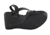 Ladies Triple Strap Studded Wedge Sandal - HighwayLeather