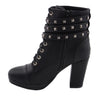 Women Lace to Toe Boot w/ Triple Strap Studded Accents - HighwayLeather