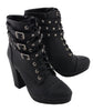 Women Lace to Toe Boot w/ Triple Strap Studded Accents - HighwayLeather