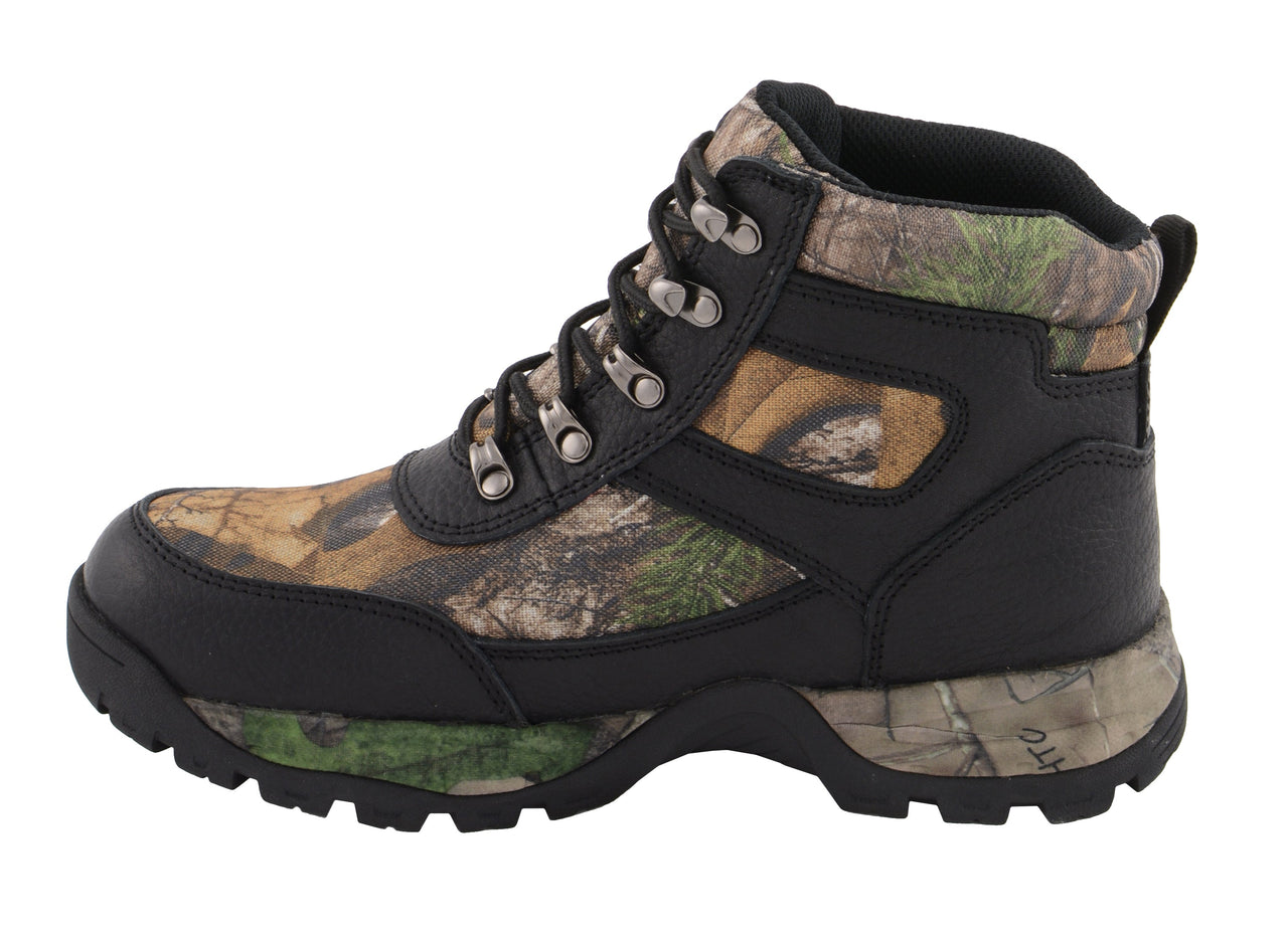 Men's Waterproof Black Hiking Boot w/ Mossy Oak® Print - HighwayLeather