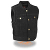 Blue denim kids' vest with snap front closure, black club style design from Milwaukee Leather for kids clothing.