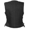 Ladies Side Lace 3 Snap Front Denim Vest - HighwayLeather