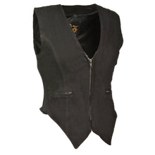 Ladies Zipper Front Denim Vest w/ Side Stretch - HighwayLeather