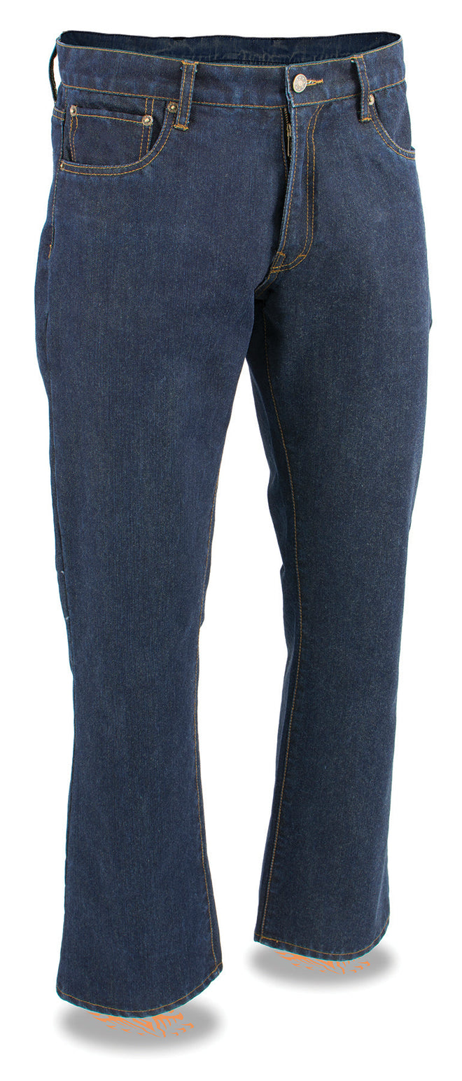 Men’s blue CHAPS denim jeans with 5 pockets, infused with Aramid® fibers for durability by HighwayLeather.