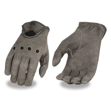Men's Distressed Grey Leather Driving Gloves with Wrist Snap - HighwayLeather