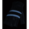 Men's leather and mesh fingerless gloves with gel palm and reflective band, featuring adjustable straps for a secure fit.
