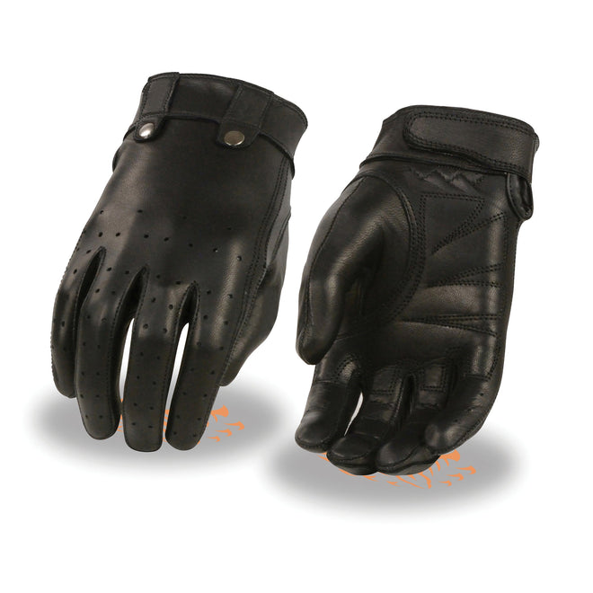 HighwayLeather ladies leather driving gloves with perforated fingers and gel palm for comfort and grip.