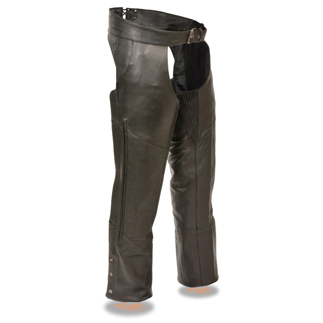 Men's HighwayLeather vented chaps with stretch thighs, rugged leather chaps designed for durability and comfort.