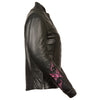 Women's jacket by Dynamicleather with butterfly and star detailing, featuring a stylish design and textured fabric.