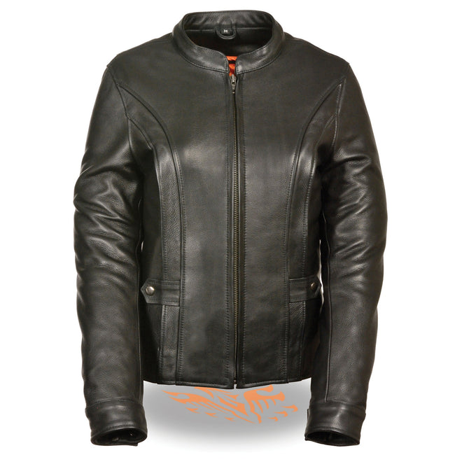 Women's HighwayLeather vented jacket with back stretch, showing the front view with breathable fabric and stylish design.