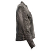 Ladies black racer jacket by HighwayLeather with lightweight design and crinkled arm detailing, stylish women’s jacket.