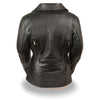 Women's long length, beltless vented biker jacket by HighwayLeather, featuring a stylish, fitted design and front zipper closure.