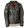 Ladies fitted beltless motorcycle jacket with rivet detailing by HighwayLeather, showcasing the sleek design and hardware details.