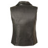 Ladies Long Zipper Front Vest w/ M/C Lapel Collar - HighwayLeather