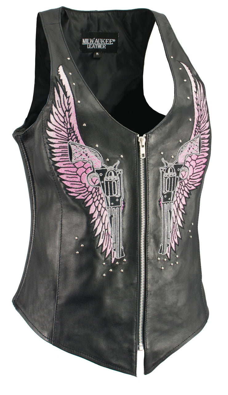 Women Winged Assassin Zipper Front Tank Vest - HighwayLeather