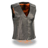 Ladies Snap Front Vest w/ Phoenix Studding & Embroidery - HighwayLeather