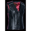 Women’s HighwayLeather snap front vest with phoenix studding, embroidery, and stylish details on black leather.