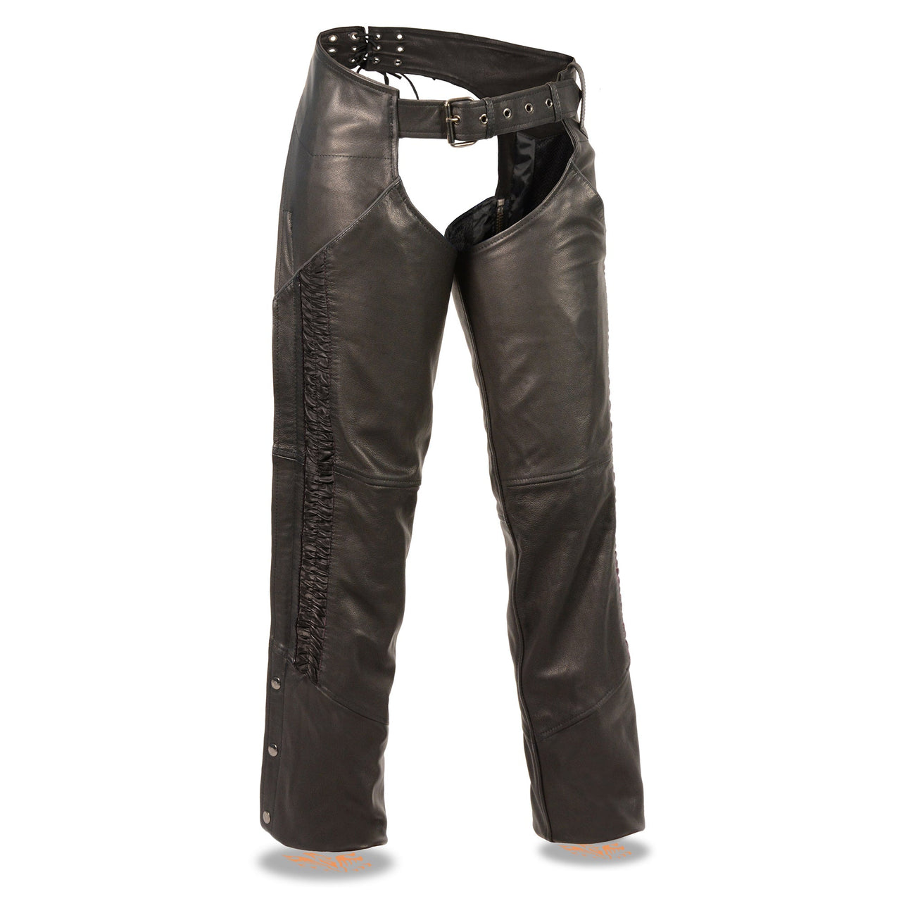Ladies Hip Set Pocket Chap w/ Crinkled Leg Striping - HighwayLeather