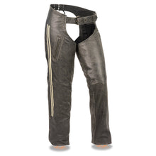 Women's Vintage Slate Chaps w/ Racing Stripes - HighwayLeather