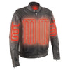 Men's HighwayLeather vented scooter jacket with heated technology, showing the front view and built-in heating panels.