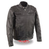 Men's HighwayLeather vented scooter jacket with heated technology, featuring adjustable vents and a sleek design for riding comfort.