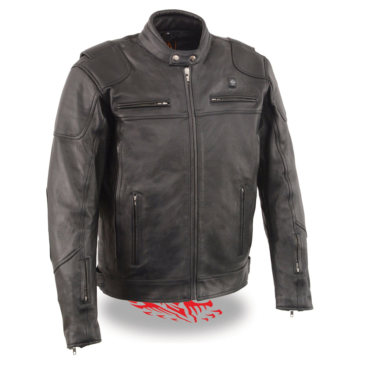 Men's HighwayLeather vented scooter jacket with heated technology, featuring adjustable vents and a sleek design for riding comfort.