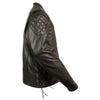Milwaukee Leather men's full side lace vented scooter jacket with side laces, front zipper, and vented panels for airflow.