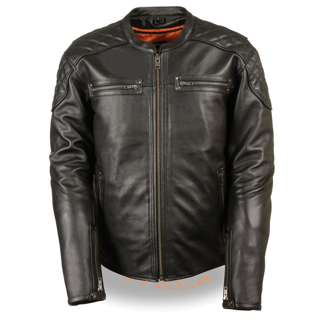 Milwaukee Leather men's full side lace vented scooter jacket with breathable panels and classic design.