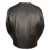 Milwaukee Leather men's throwback scooter jacket with side stretch panels and embellished sleeves, stylish motorcycle-inspired outerwear.