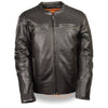 Milwaukee Leather men's throwback scooter jacket with side stretch panels and embellished sleeves, casual stylish outerwear.
