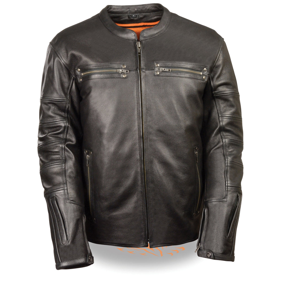 Milwaukee Leather men's throwback scooter jacket with side stretch panels and embellished sleeves, casual stylish outerwear.