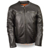 Men's Throwback Scooter Jacket w/ Side Stretch, Sleeve Embellishments - HighwayLeather