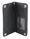 Milwaukee Leather men's bi-fold long wallet with steel chain, featuring multiple card slots and a sleek design.