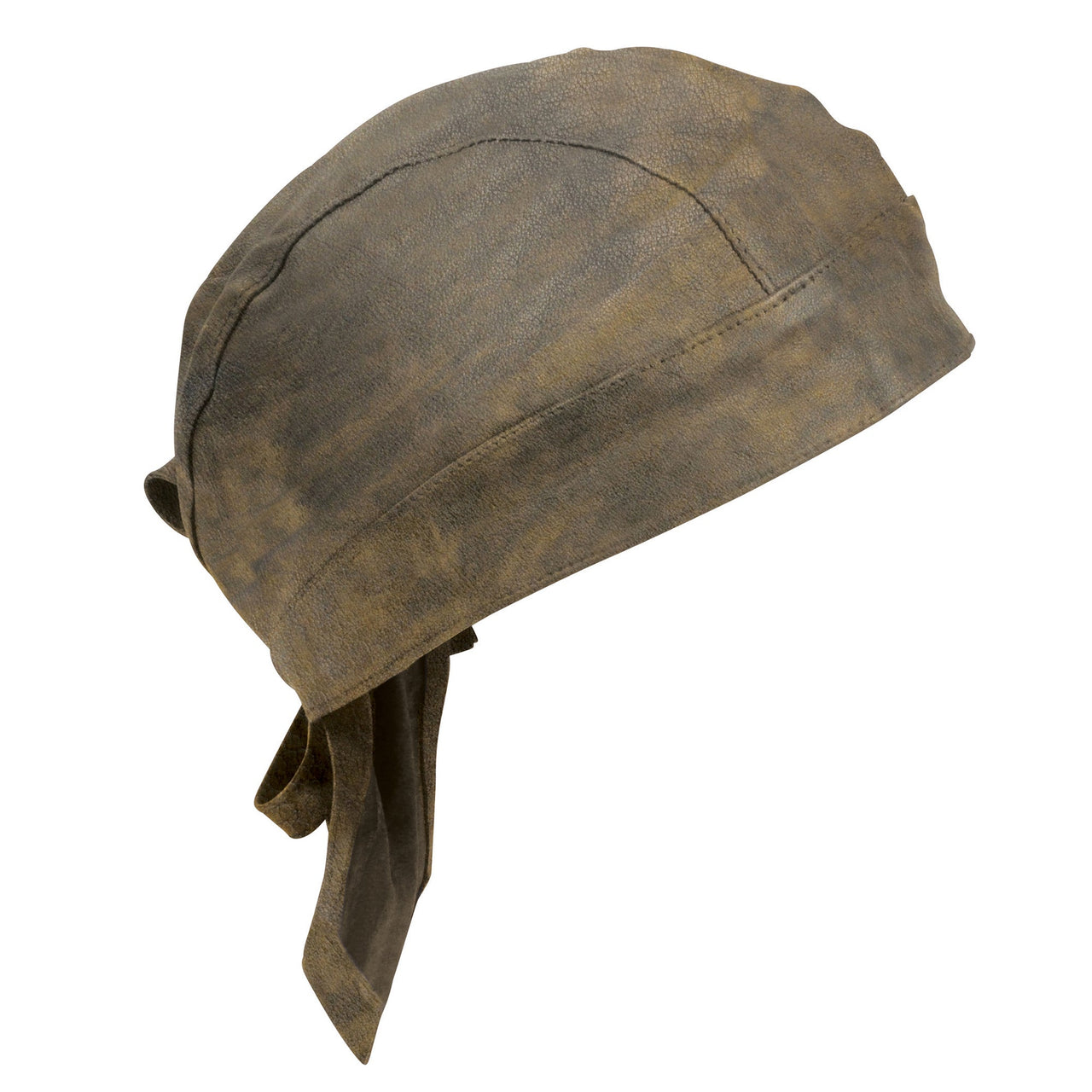 Distressed Brown Leather Skull Cap - HighwayLeather