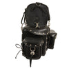 HighwayLeather two-piece studded touring pack sissy bar bag for bikers, featuring multiple compartments and rugged design.