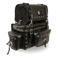 Two Piece Studded Touring Pack Sissy Bar Bag (18X12X9) - HighwayLeather