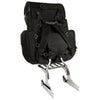 Large two-piece Deluxe Sissy Bar Bag by HighwayLeather, biker bag with 14.5x16x7 dimensions, mounted on a motorcycle sissy bar.
