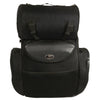 Large two-piece Deluxe Sissy Bar Bag by HighwayLeather, biker bag with 14.5x16x7 size, black durable leather for motorcycle storage.